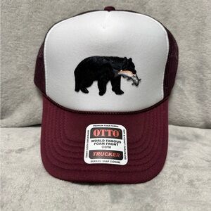 OTTO Maroon and White Bear Trucker Hat